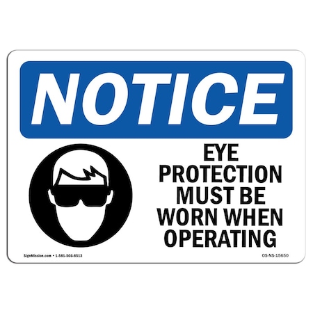 Signmission OSHA Sign, Eye Protection Must Be Worn When Grinding, 18in X 12in Decal, 18" W, 12" H, Landscape OS-NS-D-1218-L-15650